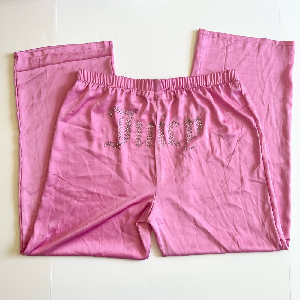 Juicy Couture Pink Satin Pajama Pants‎ XL Rhinestone Butt